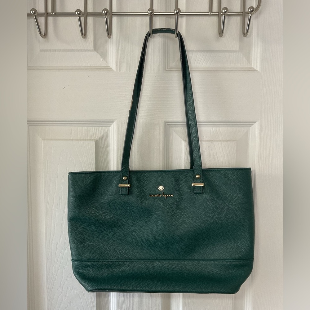 Nanette Lepore Green Pebbled Leather Tote Shoulder Work Bag